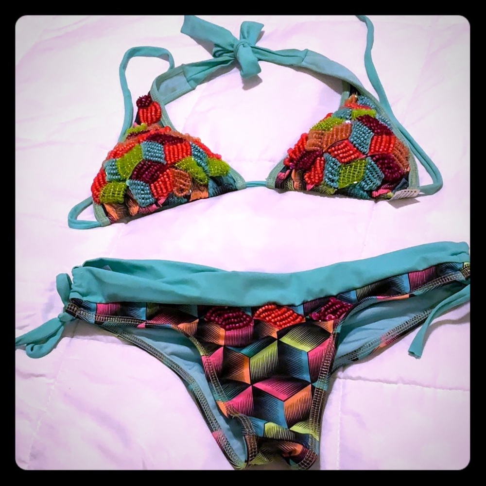 💥Never Worn Blue Sand Sequined Bathing Suit💥